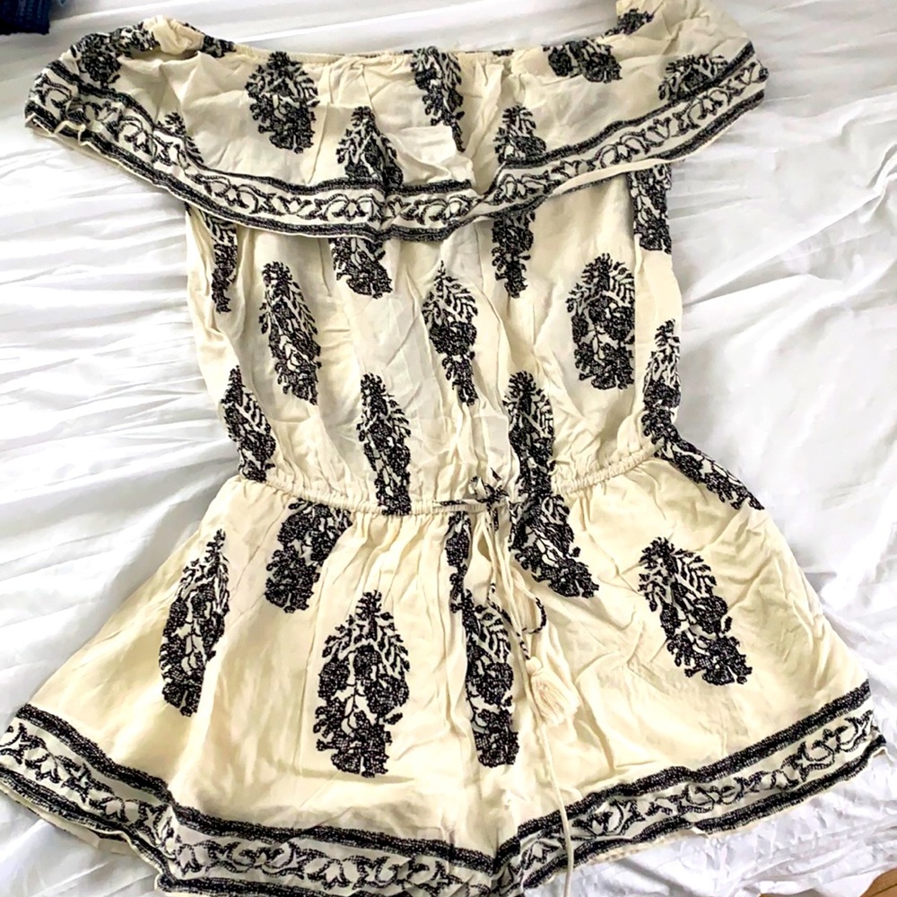 B&W Off the Shoulder Romper